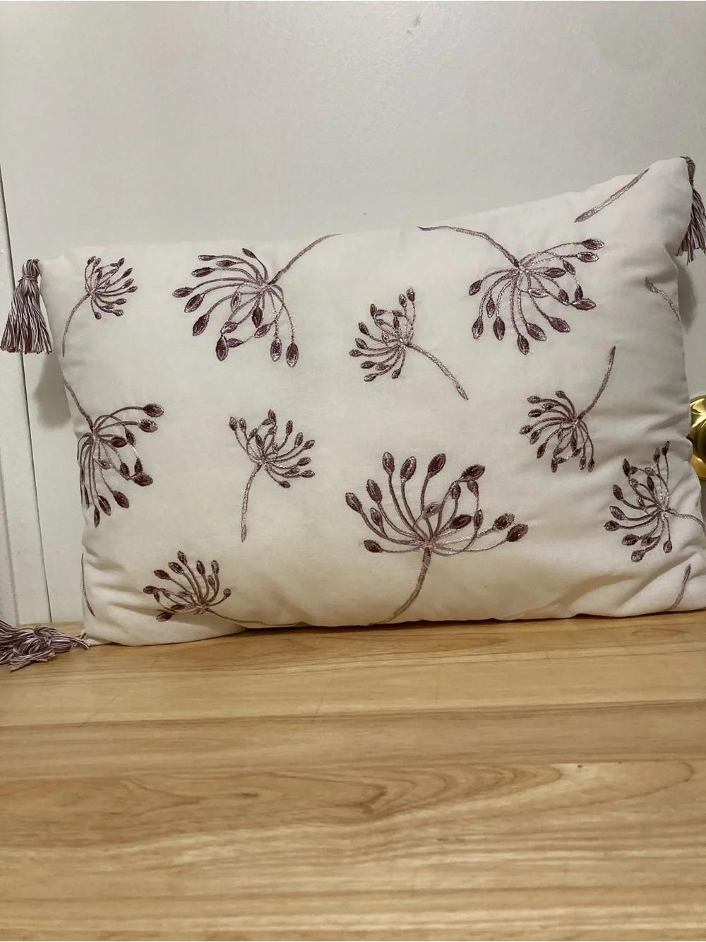 Madison PARK Purple Embroidered Decorative/Bed Pillow/19 x 12/with Tassels
